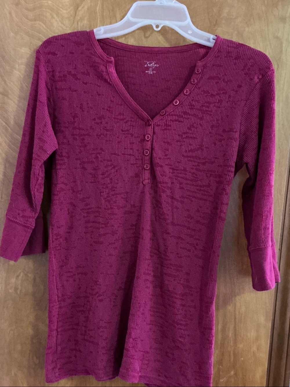 Indigo Fuchsia Henley Long Sleeve Top
